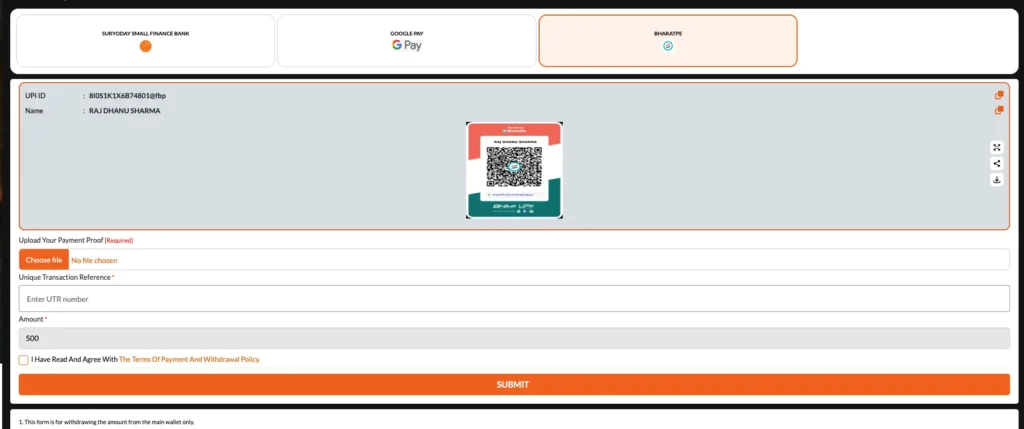 Payment Method 3: Bharatpe (UPI)