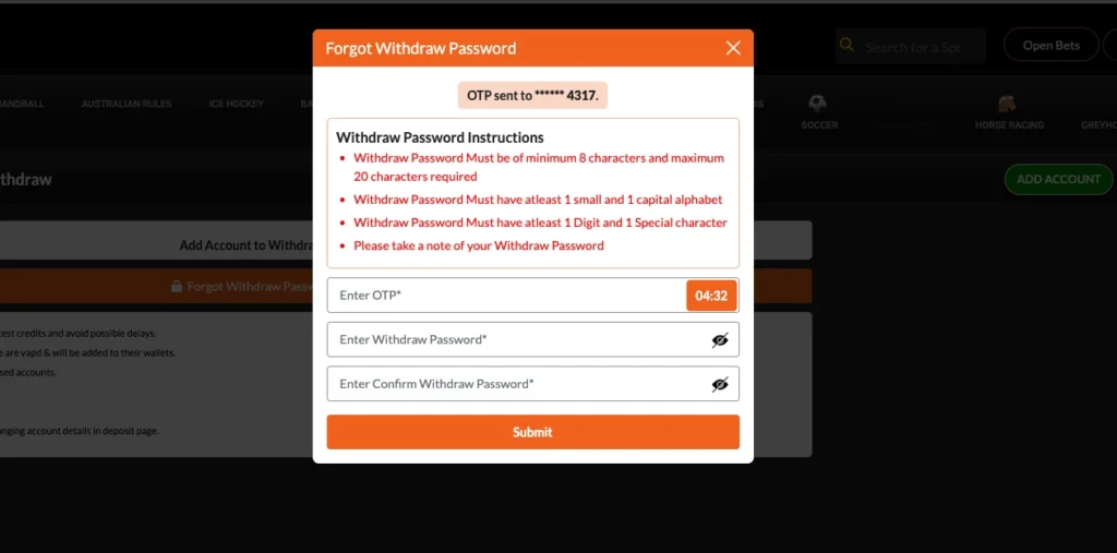 Create Your Withdrawal Password