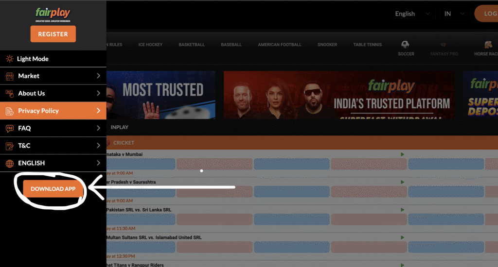 Select "Download App" from the Sidebar