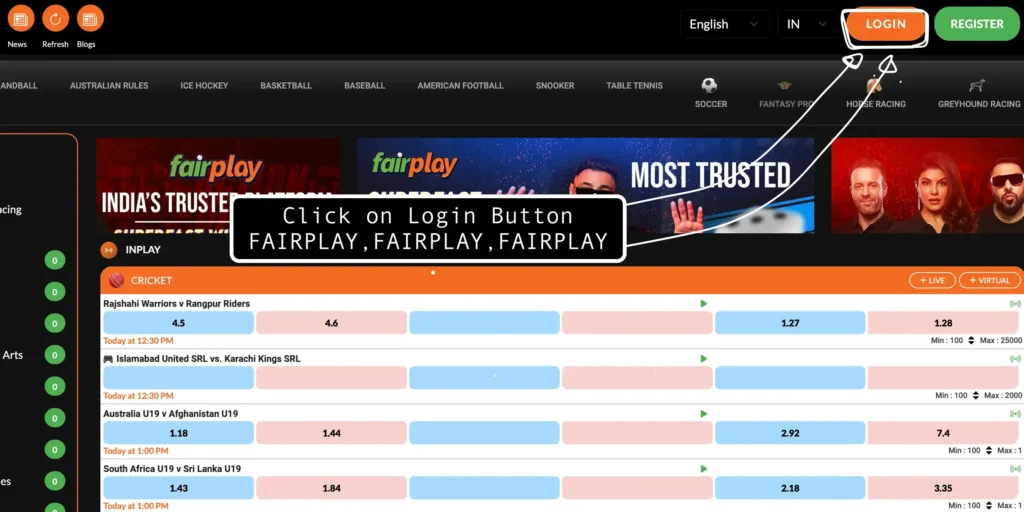 Fairplay official dashboard (Login Now)